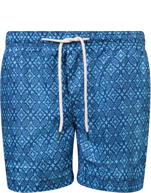 Peninsula Swimwear Blue Patterned Boxer Swim Short