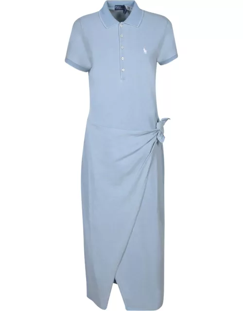 Light Blue Midi Stretch Mesh Dress By Polo Ralph Lauren
