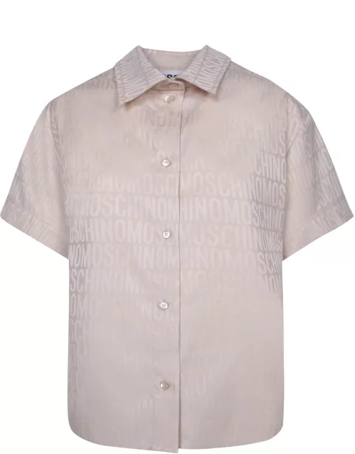 Moschino Ivory Poplin Shirt With Logo