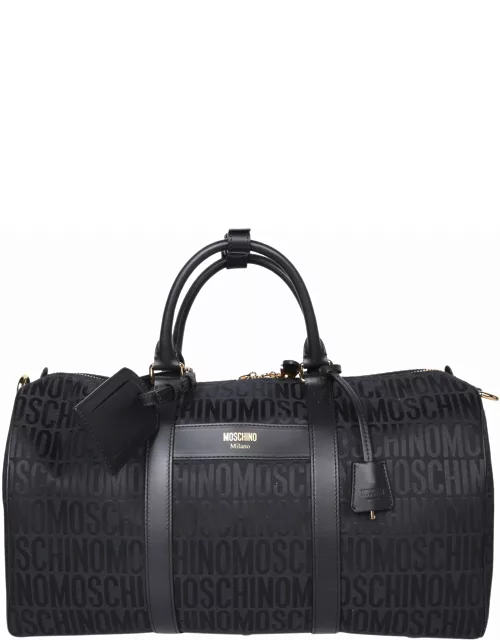 Moschino Gold And Black Logo Travel Bag