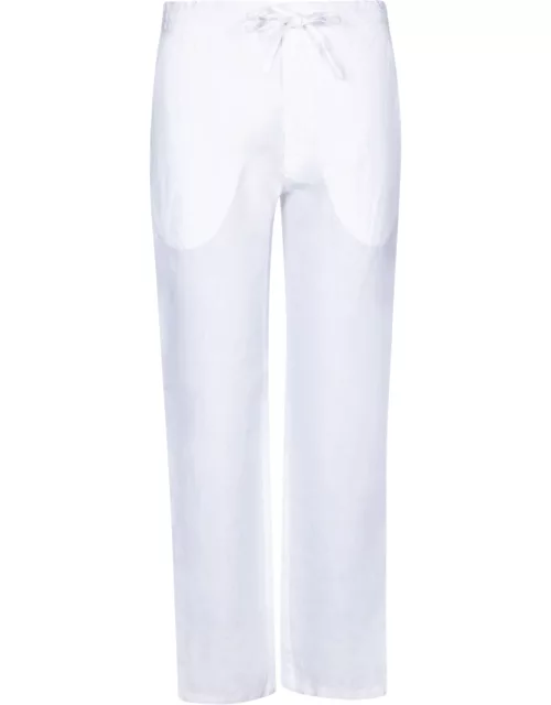 120% Lino White Linen Drawstring Trouser