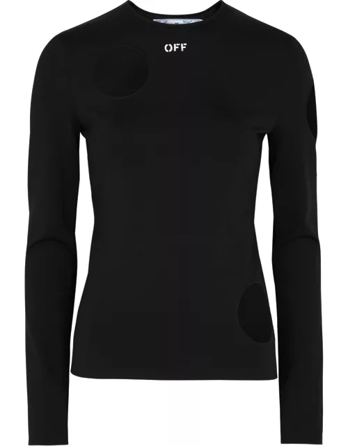 Meteor black cut-out stretch-jersey top
