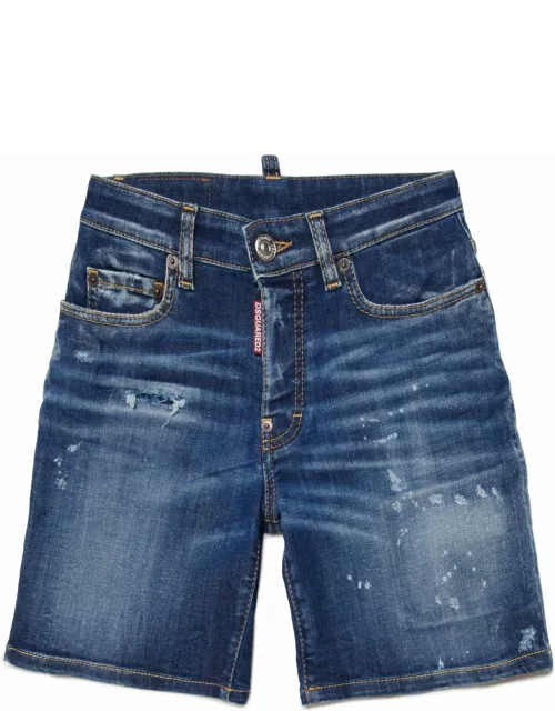 Dsquared2 D2p460m Shorts Dsquared Dark Denim Shorts With Stains And Tear
