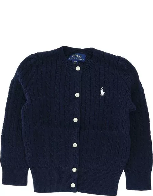 Ralph Lauren Logo-embroidered Cable-knit Buttoned Cardigan