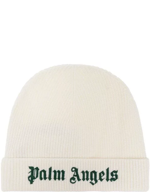 Palm Angels Logo-embroidered Turn-up Hem Knitted Beanie