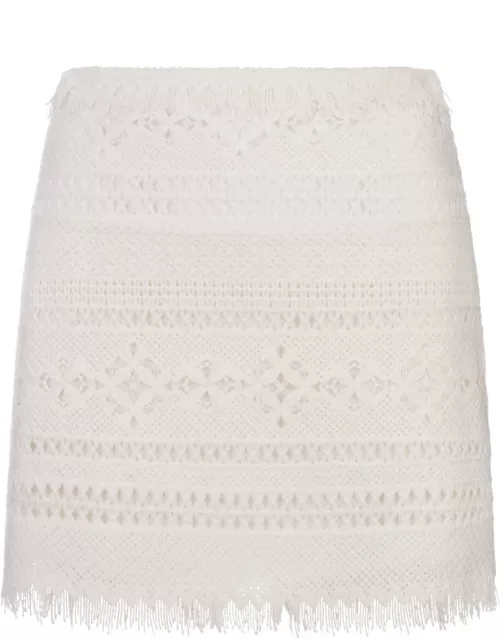 Ermanno Scervino White Macramé Lace Short Skirt