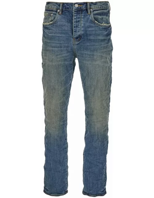 Purple Brand Blue Skinny Jeans With Crinkled Effect In Cotton Blend Denim Man