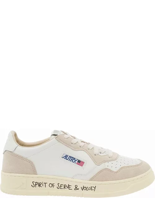 Autry medalist Beige Low Top Sneakers With Beige Suede Details In Leather Man