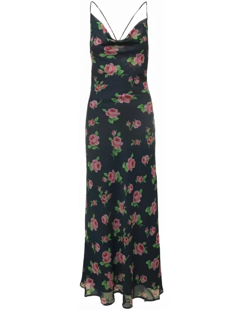 Rotate by Birger Christensen Maxi Multicolor Dress With All-over Rose Print In Recycled Fabric Woman