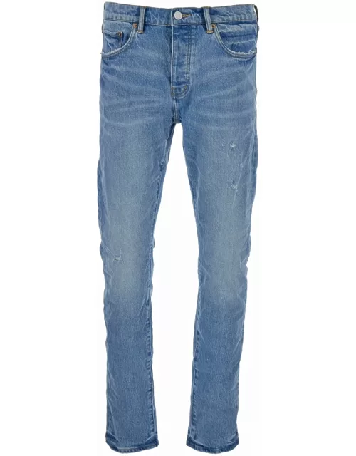 Purple Brand Light Blue Five-pocket Skinny Jeans In Stretch Cotton Denim Man