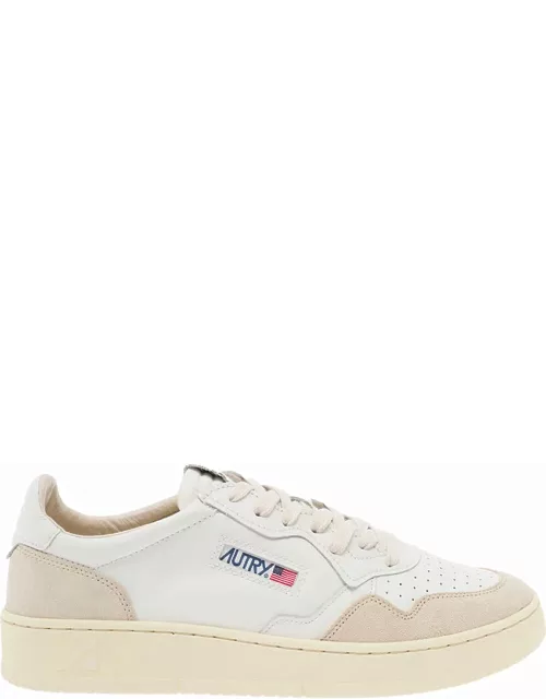 Autry medalist White Low Top Sneakers With Beige Suede Details In Leather Man