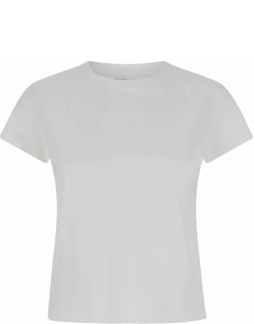Frame White Crewneck T-shirt In Jersey Woman