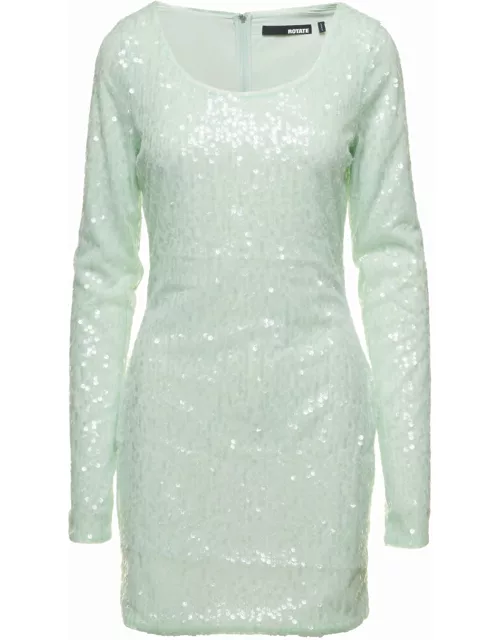 Rotate by Birger Christensen Mini Green Dress With All-over Sequins In Recycled Fabric Woman