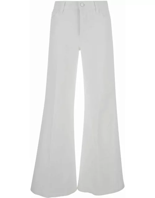 Frame le Palazzo White Wide Jeans With Branded Button In Denim Woman
