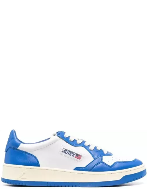 Autry Blue And White medalist Low Top Sneakers In Cow Leather