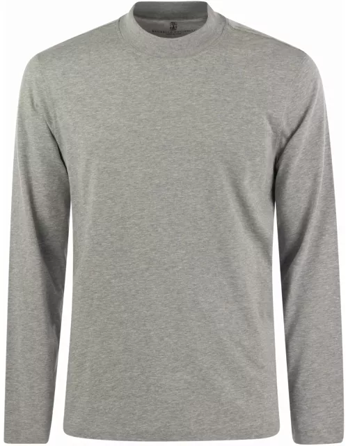 Brunello Cucinelli Long-sleeve Cotton Jersey Chimney Neck T-shirt