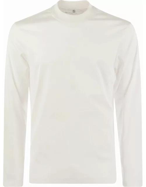 Brunello Cucinelli Long-sleeve Cotton Jersey Chimney Neck T-shirt