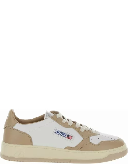 Autry medalist Low White And Beige Low-top Sneaker In Leather Man