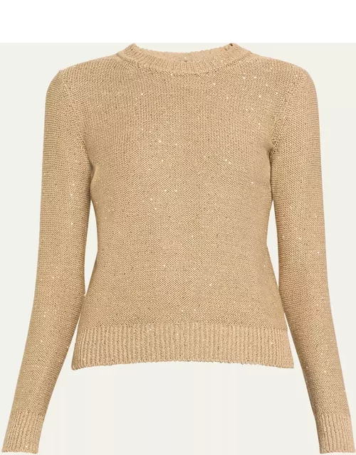 Linen Cotton Knit Pullover with Sequin