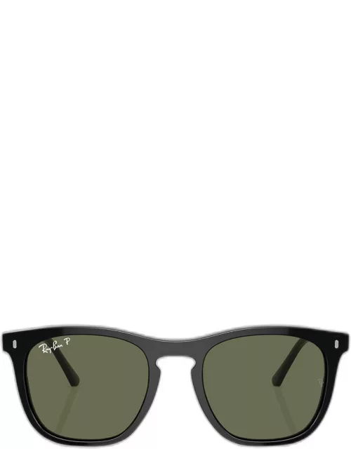 Polarized Keyhole Plastic Square Sunglasses, 53m