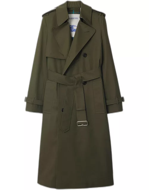 Belted Double-Breasted Trench Coat, Green