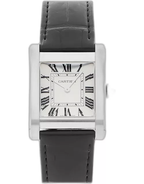 Cartier Silver Platinum Tank Normale WGTA0109 Manual Winding Women's Wristwatch 25 m