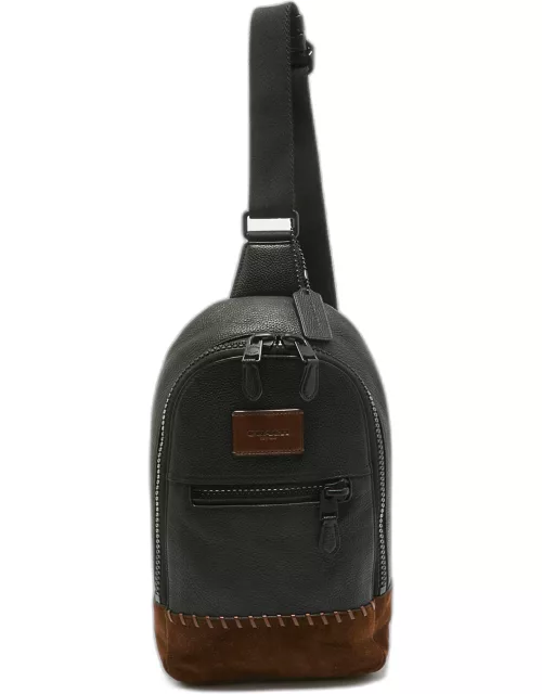 Coach Black/Brown Leather and Suede Sling Bag