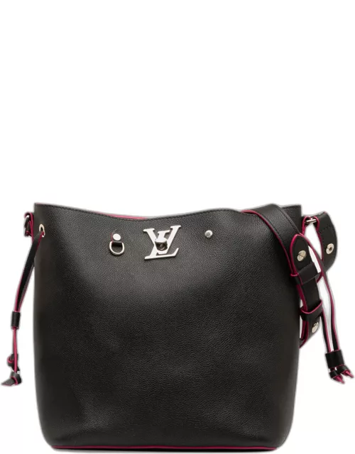 Louis Vuitton Black Leather Lockme Bucket Bag