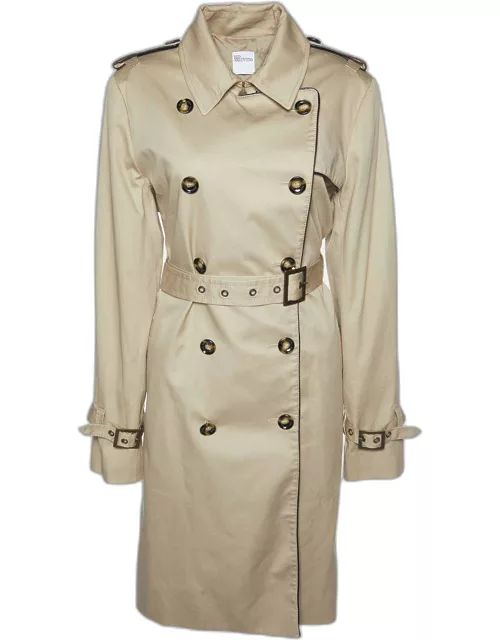 RED Valentino Beige Cotton Bow Detail Trench Coat