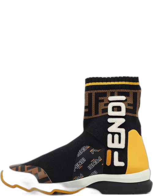 Fendi X Fila Brown/Black Tobacco Knit Fabric Sock Sneaker