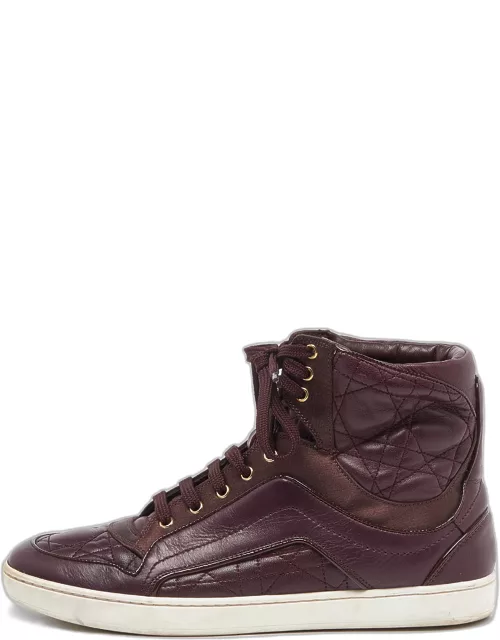 Dior Burgundy Quilted Leather and Satin High Top Sneaker