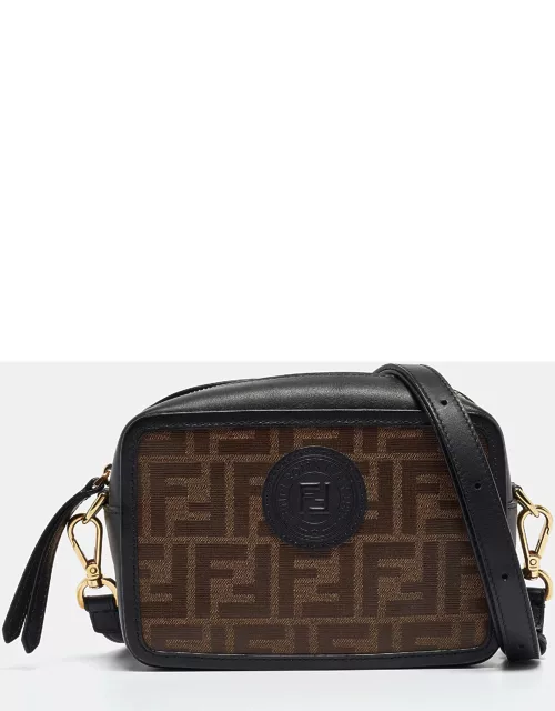 Fendi Black/Brown Zucca Coated Canvas and Leather Mini Camera Case Bag