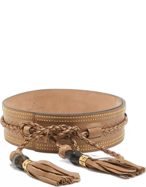 Gucci Beige Leather Tassel Waist Belt 80 C