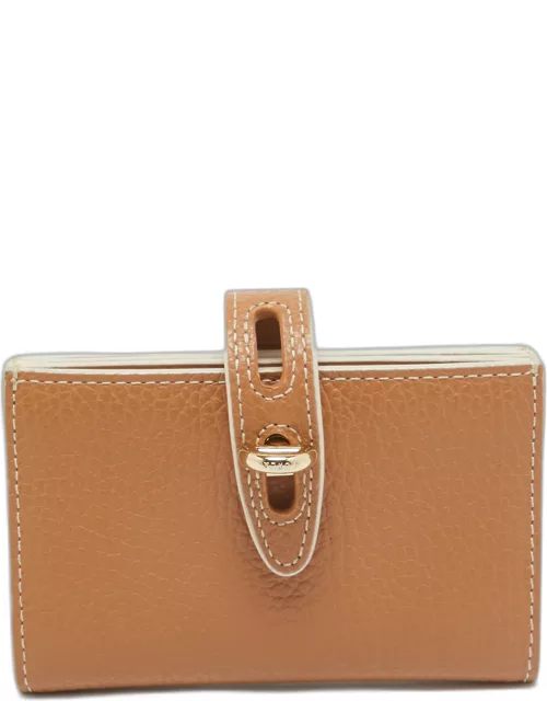 Furla Light Brown Leather Flap Compact Wallet