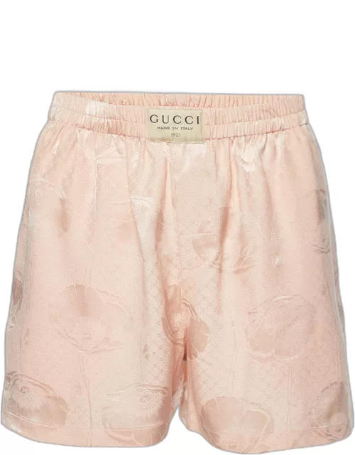 Gucci Coral Pink Floral Silk Jacquard Shorts