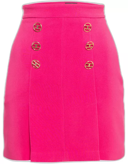 Elisabetta Franchi Pink Logo Embellished Mini Skirt