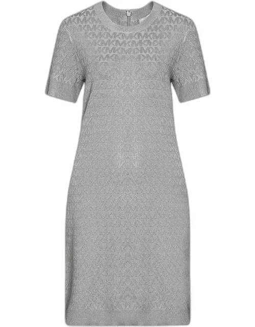 Michael Kors Grey Metallic Knit Short Dress