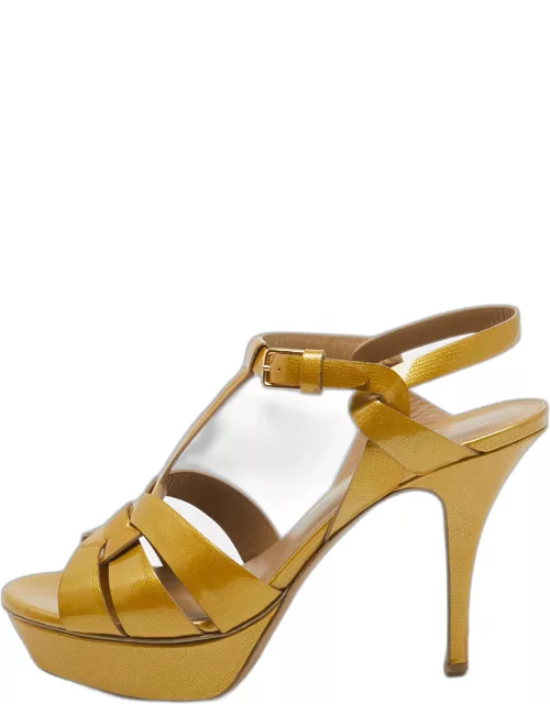 Yves Saint Laurent Yellow Patent Leather Tribute Sandal