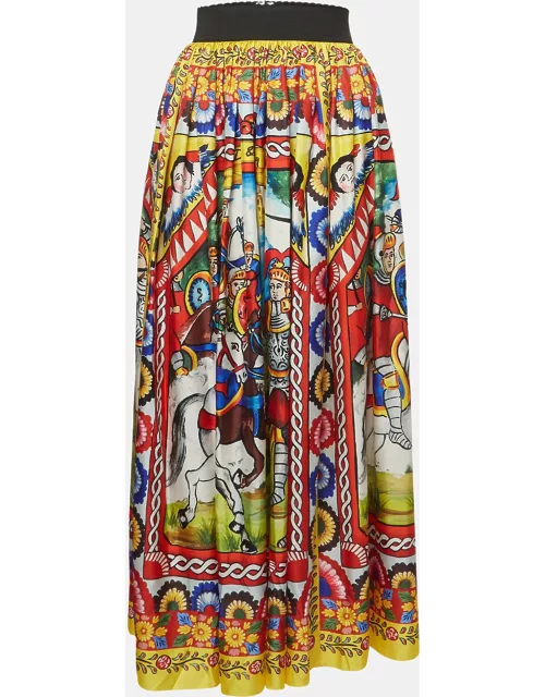 Dolce & Gabbana Multicolor Carretto Print Cotton Midi Skirt