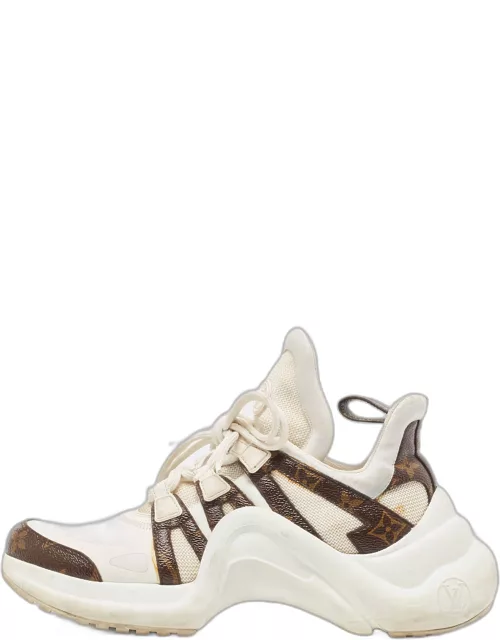 Louis Vuitton White Monogram Canvas and Mesh Archlight Lace Up Sneaker