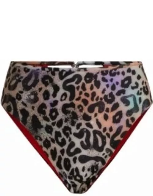 Animal-print bikini bottoms with stacked-logo charm- Patterned Women's All Clothing