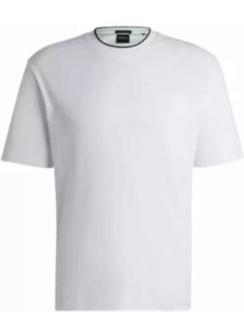 Interlock-cotton relaxed-fit T-shirt with logo collar- White Men's T-Shirt