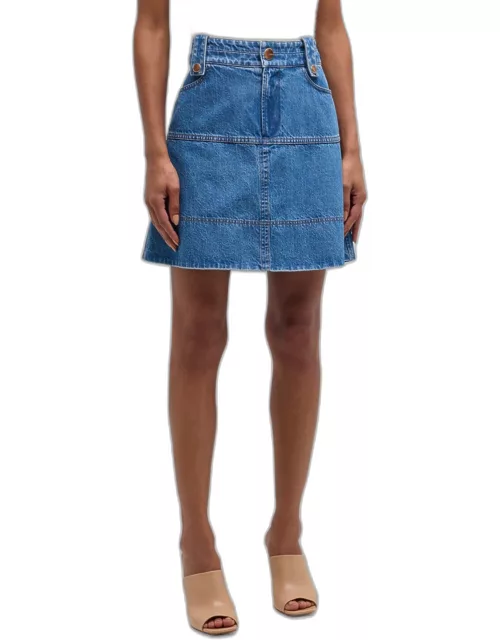 Hudie High-Waist Short Denim Skirt
