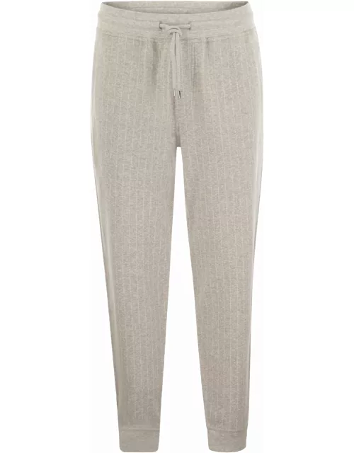 Brunello Cucinelli Double Pinstripe Plush Trousers In Cotton, Cashmere And Silk