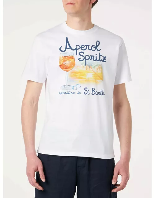 MC2 Saint Barth Man Cotton T-shirt With Aperol Spritz Venice Print Aperol Special Edition