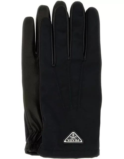 Prada Black Nylon And Nappa Leather Glove