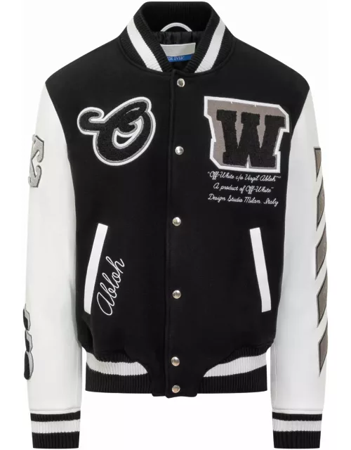 Off-White Wool And Leather Lea Varsity Jacket