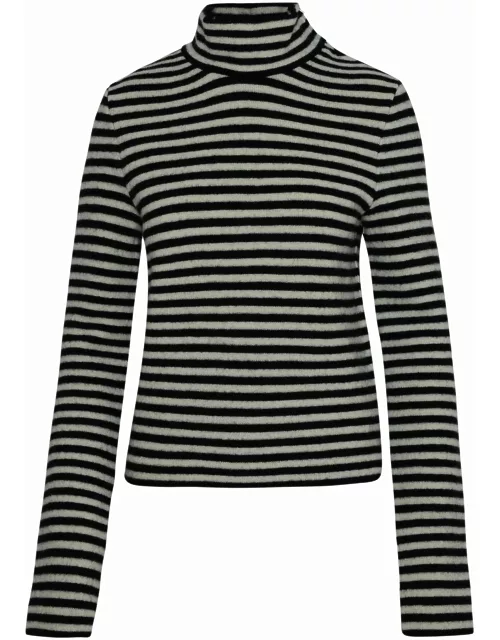 Jil Sander Striped Turtleneck Sweater In Two-tone Woo