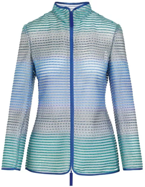 Giorgio Armani Semi-sheer Striped Zip-up Jacket