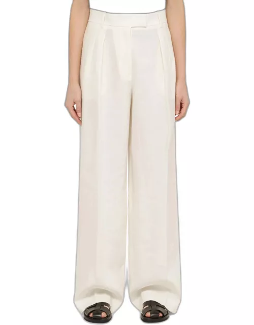 The Row White Linen Wide Trouser